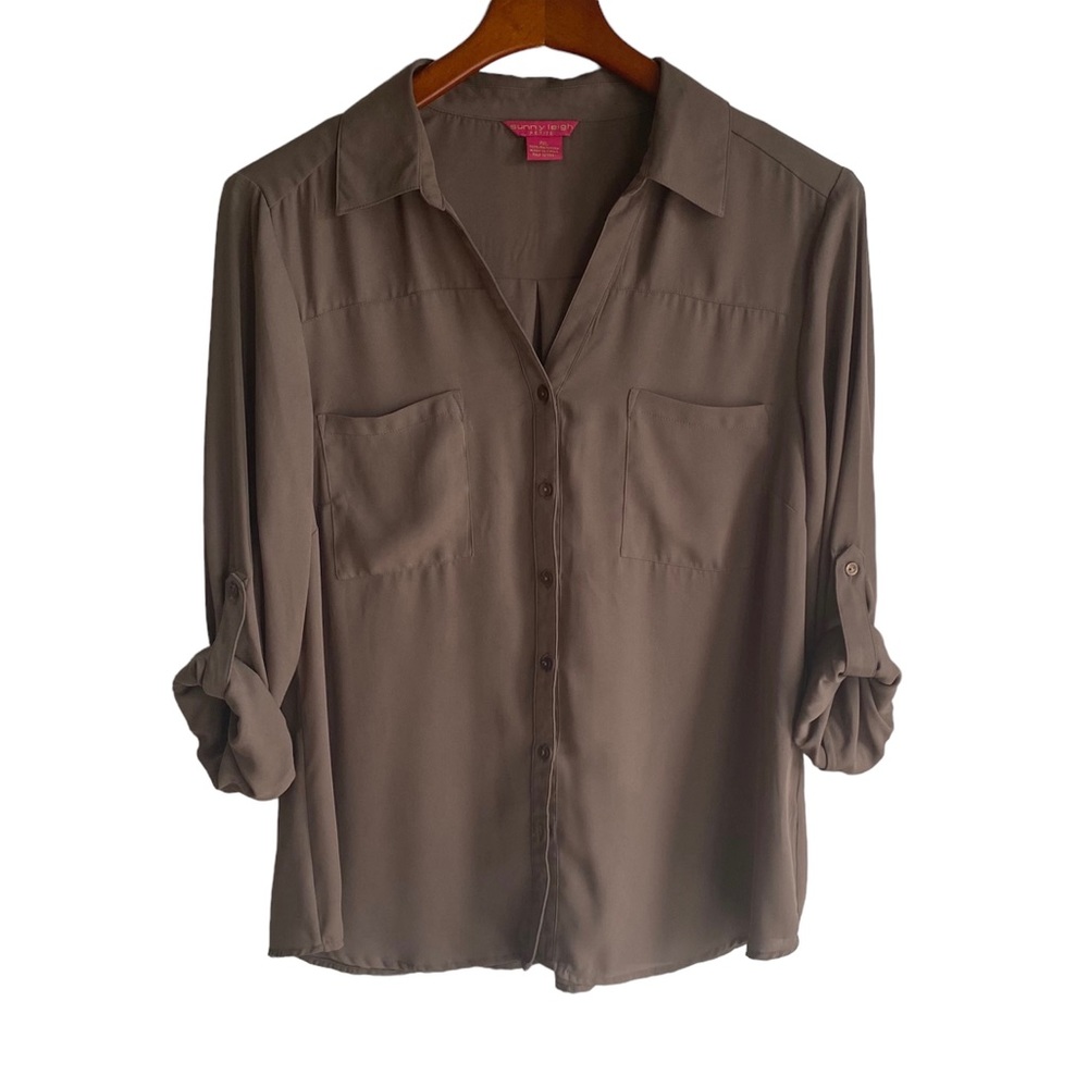 Sunny Leigh Gray Button Down Blouse